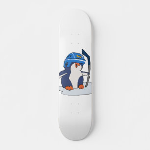 Penguin hockey player   choose background colour skateboard