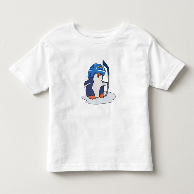 Penguin hockey player | choose background colour toddler T-Shirt (Front)
