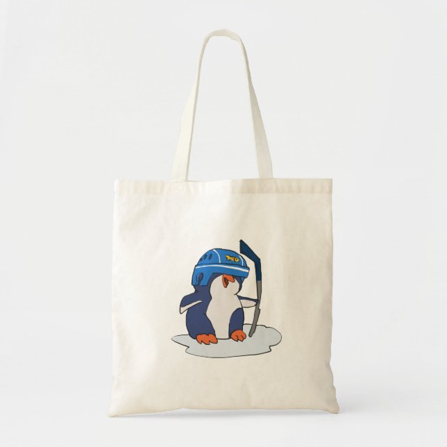 Penguin hockey player | choose background colour tote bag (Front)