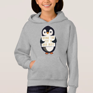 Penguin holding a sign with custom message