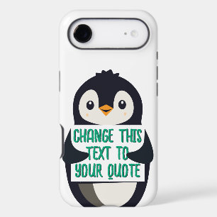 Penguin holding a sign with custom message