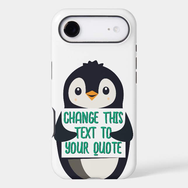Penguin holding a sign with custom message (Back)