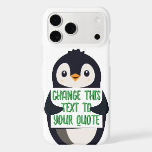 Penguin holding a sign with custom message