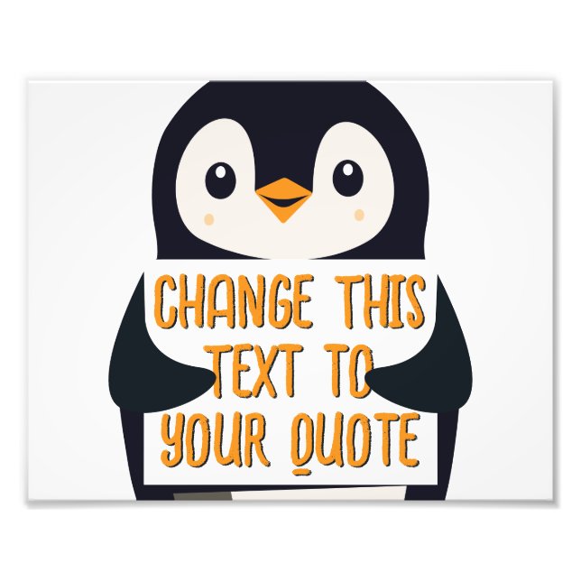Penguin holding a sign with custom message (Front)