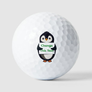 Penguin holding a sign with custom message golf balls