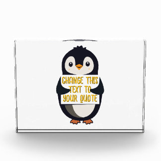 Penguin holding a sign with custom message photo block
