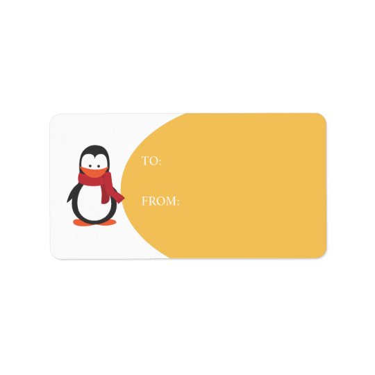 Penguin Holiday Gift Tag-marigold Address Label