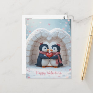 Penguin Hug Valentine Cute Love Animals Postcard