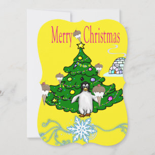 Penguin Ice Cream Christmas  Flat Greeting Card