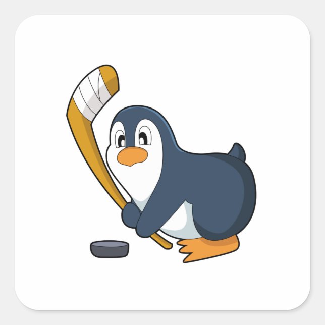 Penguin Ice hockey Ice hockey stick Square Sticker (Front)