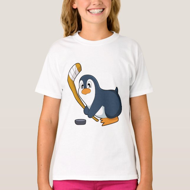 Penguin Ice hockey Ice hockey stick T-Shirt (Front)