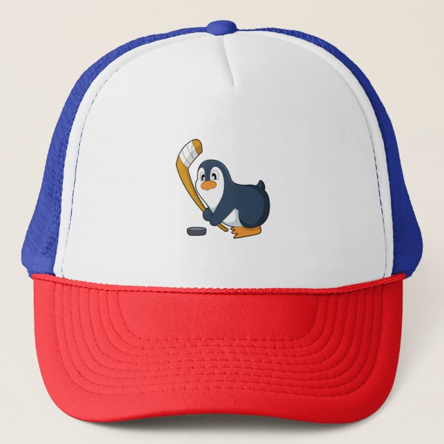 Penguin Ice hockey Ice hockey stick Trucker Hat (Front)