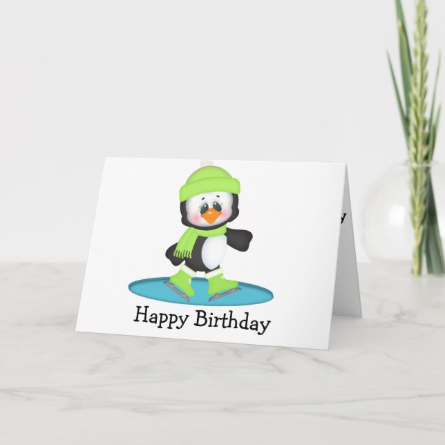 Penguin Ice Skating Card (Front)