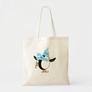 Penguin Ice Skating with Hat and Scarf Bag
