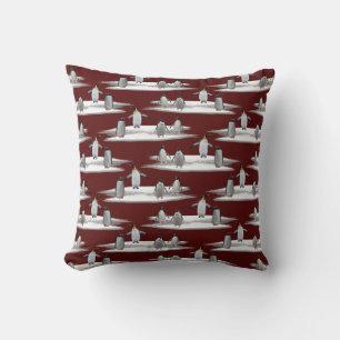 Penguin Iceberg Party Pillow (Burgundy)