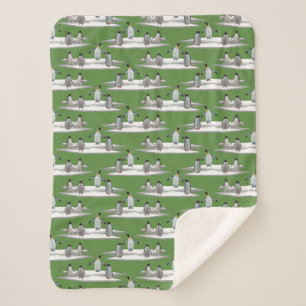 Penguin Iceberg Party Sherpa Blanket (Green)
