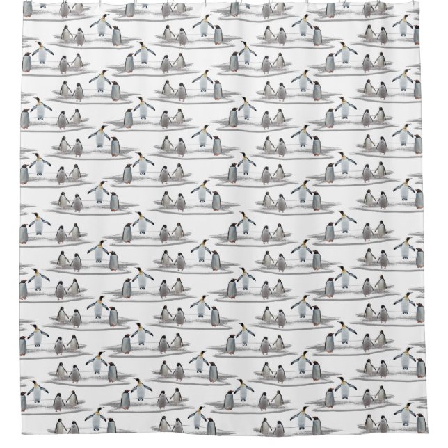 Penguin Iceberg Party Shower Curtain (Front)