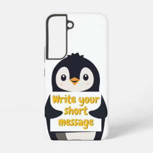 Penguin illustration holding customisable sign samsung galaxy case