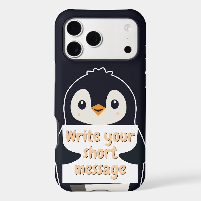 Penguin illustration holding customizable sign (Back)