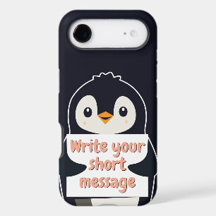 Penguin illustration holding customizable sign