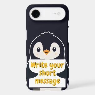 Penguin illustration holding customizable sign