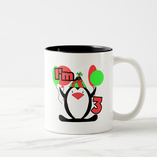 Penguin I'm 3 Birthday Tshirts and Gifts Two-Tone Coffee Mug (Right)