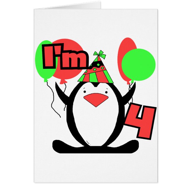 Penguin I'm 4 Birthday T shirts and Gifts (Front)