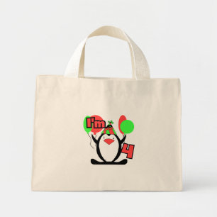 Penguin I'm 4 Birthday T shirts and Gifts Mini Tote Bag