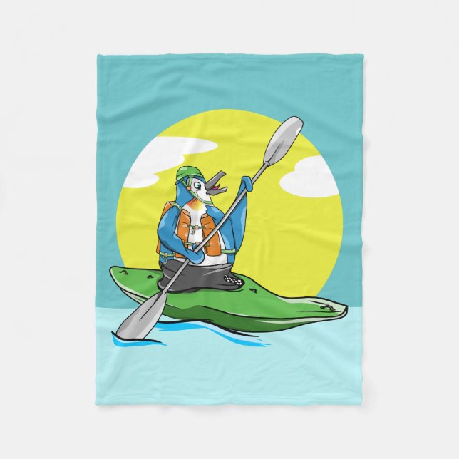 Penguin in a kayak fleece blanket (Front)