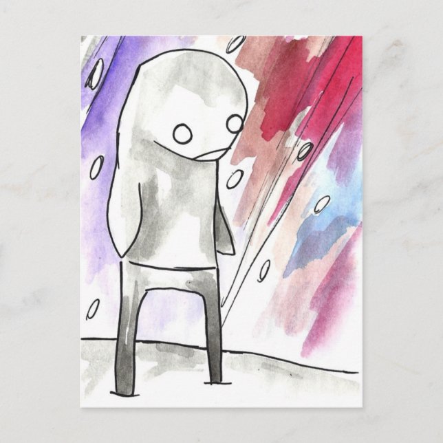 penguin in a mild snowstorm postcard (Front)