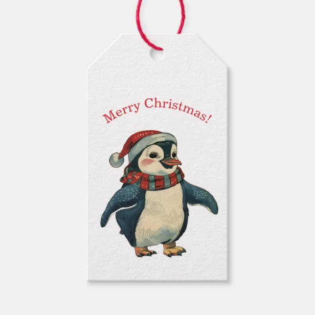 PENGUIN IN A SANTA HAT GIFT TAG (Front)