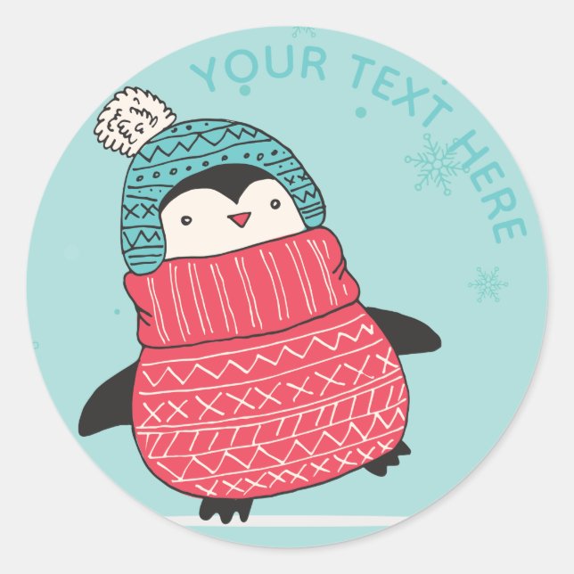 Penguin in a Sweater Cute Envelope Seals (Front)
