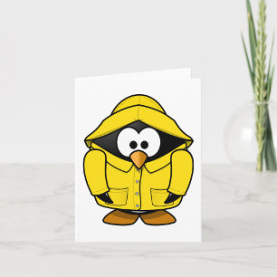 Penguin In A Yellow Raincoat Note Cards