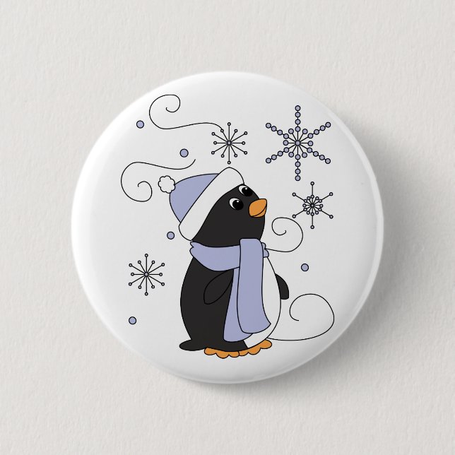 Penguin in Awe 6 Cm Round Badge (Front)