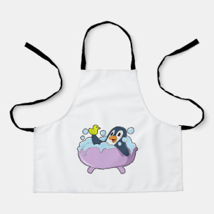 Penguin in Bathtub with Duck Apron