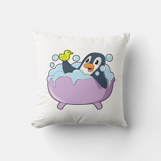 Penguin in Bathtub with Duck Cushion (Front)