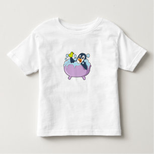 Penguin in Bathtub with Duck Toddler T-Shirt