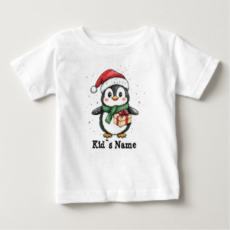 Penguin in christmas santa hat baby T-Shirt