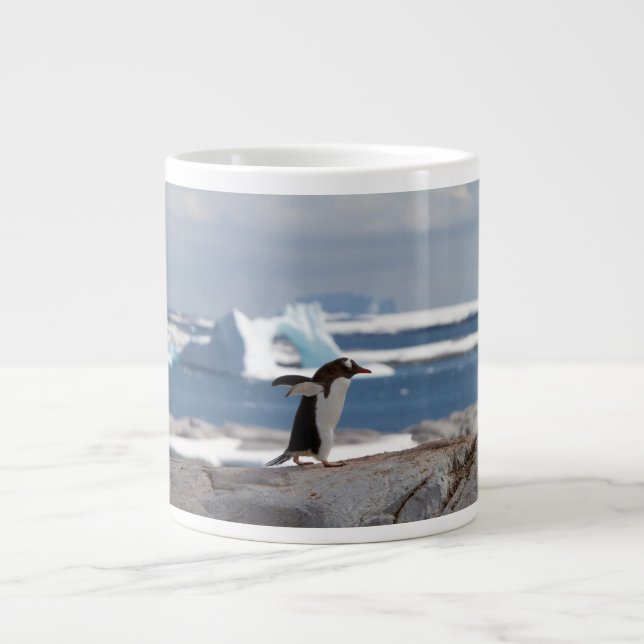 Penguin in front of an ice arch large coffee mug (Front)