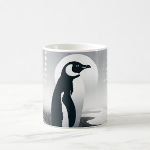 Penguin In Grey Geometry Circle Dot Beach Pattern Coffee Mug