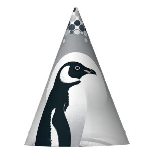 Penguin In Grey Geometry Circle Dot Beach Pattern Party Hat