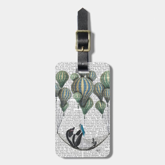 Penguin in Hammock Balloon Luggage Tag (Front Vertical)