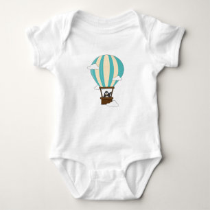 Penguin in Hot air balloon & Clouds Baby Bodysuit