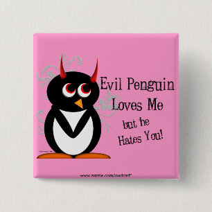 Penguin in love Bling 15 Cm Square Badge