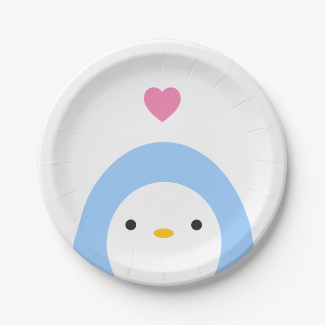 Penguin in Love Paper Plate (Front)