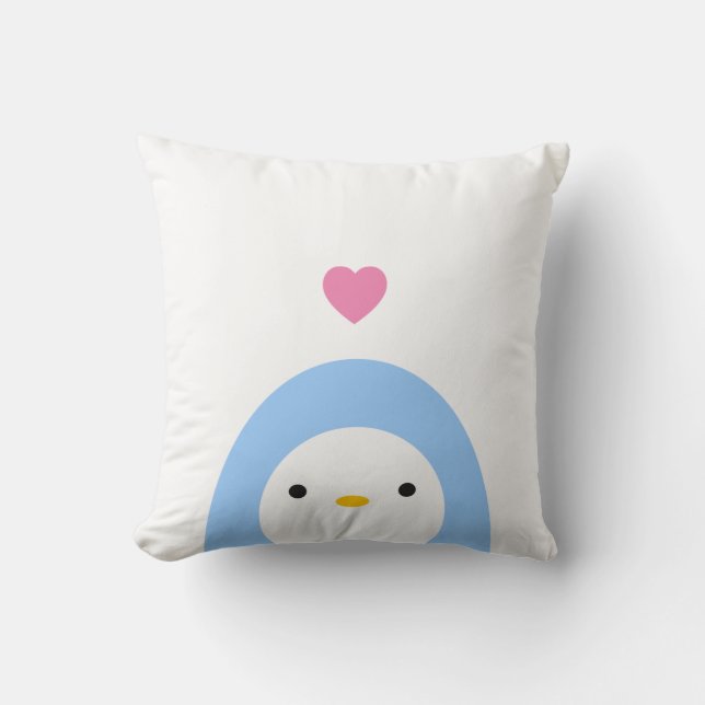 Penguin in Love Throw Pillow (Front)