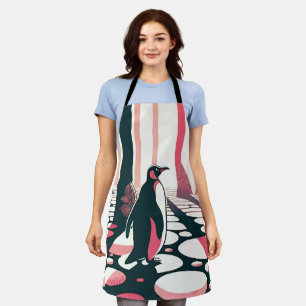 Penguin In Pink Salmon Dark Magic Mystical  Apron