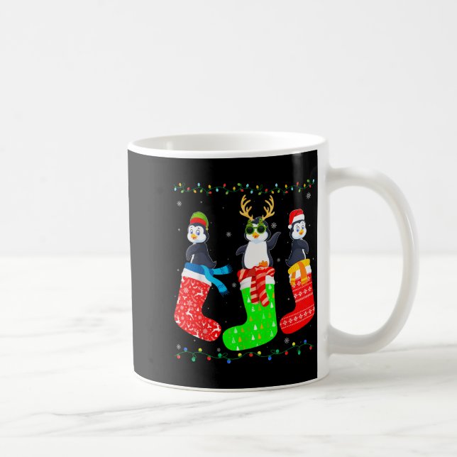 Penguin In Xmas Socks Funny Holiday Ugly Sweater C Coffee Mug (Right)