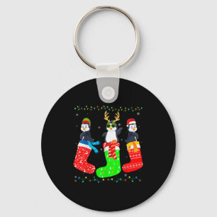 Penguin In Xmas Socks Funny Holiday Ugly Sweater C Key Ring