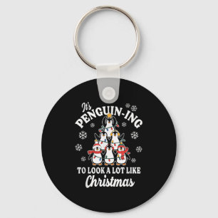 Penguin-ing To Look Like Christmas Cute Holiday Key Ring